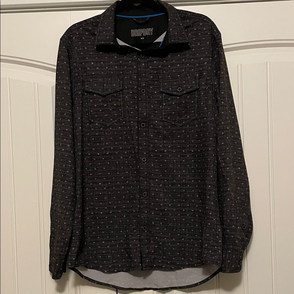 DripDry Men’s Dark Patterned Button Up Shirt